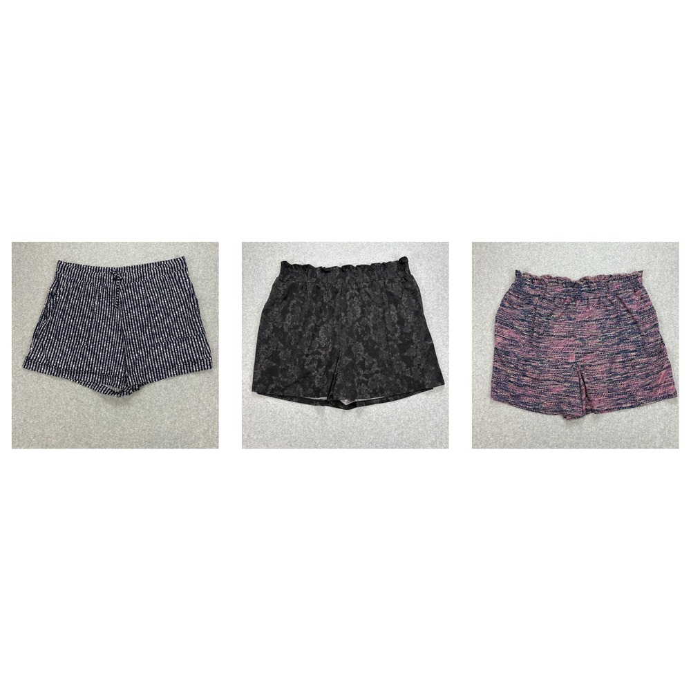 LuLaRoe Shorts Bundle Womens 2XL Pink Blue Black Elastic High Paperbag Waist